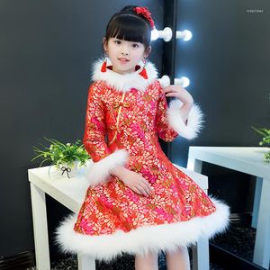 Ethnic Clothing Year Dress For Girls Chinese Traditional Cheongsam Winter Thick And Quilted Qipao Children