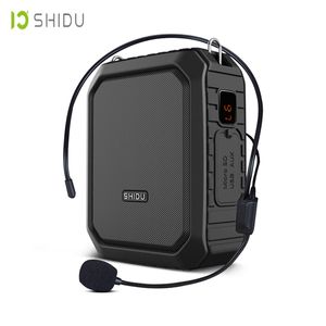Mikrofoner Shidu M800 Portable Voice Amplifier med trådbunden mikrofon för lärare IPX5 Vattentät Bluetooth -högtalare 4400mAh Power Bank 230725