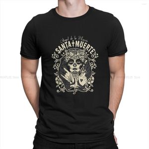 Men's T Shirts Mexican Skull Santa Muerte Man TShirt Sugar Calavera Angel De La Classic Distinctive Polyester Shirt Graphic Hipster