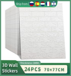 3D Wall Panel 4/8/24 pieces self-adhesive foam wallpaper waterproof 3D wallboard living room wallpaper bedroom wallpaper home decoration 230726