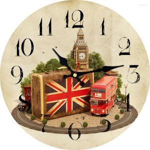 Wall Clocks WONZOM Red Car Big Ben Design Clock For Home Decor Art Large Watch No Ticking Sound Creative Decoration