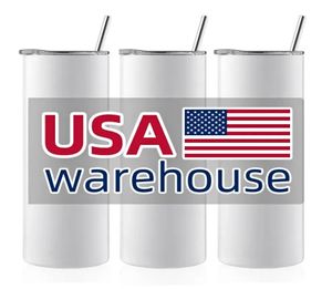 US CA LAGER GERADE 20 Unzen Wasserflaschen Sublimation DIY Tumbler für Geburtstagsgeschenke Strohhalm und Deckel Kaffeetassen