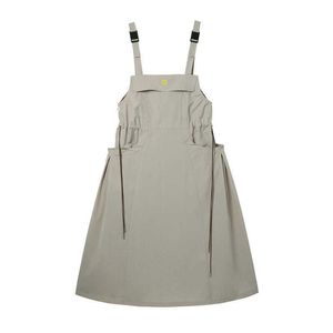 Shopping mall matching women's drawstring work attire style mid length suspender dress ASFAC2101 new