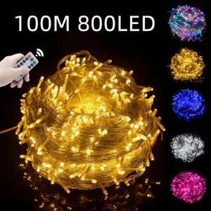 LED String Fairy Lights Christmas 5m10m20m50m 4Color 8 -lägen AC220V/110V Holiday Lighting For Wedding Party Garland Decoration