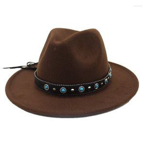 Berretti OZyc Unisex Donna Uomo Lana Cappello Fedora Per Autunno Inverno Floppy Chapeu Feminino Cloche Tesa Larga Jazz Sombrero Cap Taglia 56-58CM