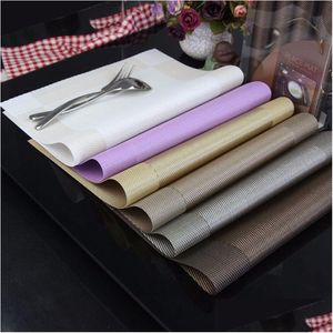 Mats Pads Placemats Washable Pvc Dining Table Heat Resistant Woven Vinyl Place For Kitchen 7 Colors Drop Delivery Home Garden Bar De Otbxo