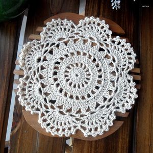 Table Mats Handmade Crochet Hook Flower Garden Hollow Woven Retro Placemat Simple Modern Lace Insulation Tablecloth Round