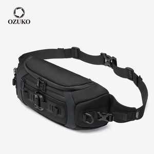 Bolsas de cintura OZUKO Moda masculina Bolsa de cintura para esportes ao ar livre tático Fanny Pack multifuncional à prova d'água masculina bolsa de peito masculina crossbody bolsas bum 230726