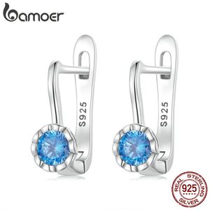 Ohrstecker aus 925er-Sterlingsilber, schlichte, glänzende blaue Zirkon-Ohrringe, geeignet für Frauen, exquisiter Schmuck, luxuriöses Hochzeitsgeschenk, Ohrstecker BSE686 230725