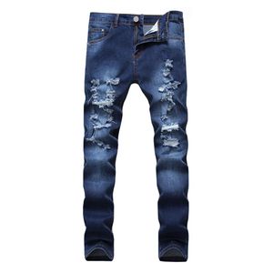 Mens Casual Hole Zipper Pants High Waist Jeans Casual Blue Denim Pants Newest Style Fashion Summer Trousers277G