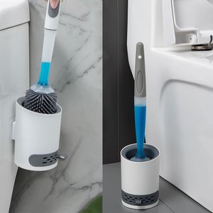 Toilet Brushes Holders Detergent Refill Liquid Silicone Toilet Brush Long Handle Wall floor Cleaning Tools Wash Toilet Artifact Bathroom Accessories 230726