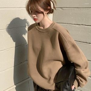 Kvinnors hoodies Brown Sweatshirt Women American O Neck Pullover Spring and Höst 2023 Lös design långärmad kvinnlig topp