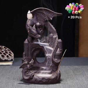 Sculptures Incense Waterfall Incense Burner Ceramic Dragon Decorative Game Mixed Incense Cone Waterfall Smoking Room Decor