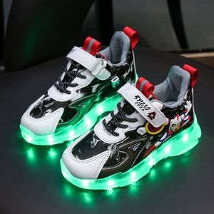 Luzes recarregáveis USB Sapatos infantis Tenda brilhante Sapatos meninos meninas Tênis tênis de basquete Crianças Esportes Skateboarding