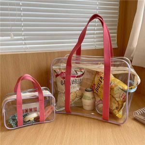 Strandpåsar korea transparent pvc gelé godis väska sommar stor kapacitet transparent vattentät simning bärbar strandpåse rese handbagstylishdesignerbags