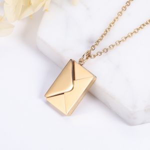 Pendant Necklaces Love Letter Envelope Pendant Necklace Customized Stainless Steel Jewelry Confession Love You for Valentine Day Mother Day Gift 230725