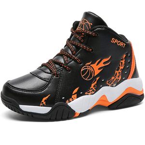 Crianças Marca Meninos Tênis de Basquete de Couro Antiderrapante Tênis Infantil Meninas Sapatos Esportivos Top Criança Inverno Botas Quentes Basket Trainer