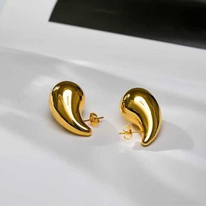 2024 Trend New Stainless Steel Teardrop Chubby Drop Earrings PVD Stylish Earring Gold Color Waterproof Chic Jewelry Party Gift654