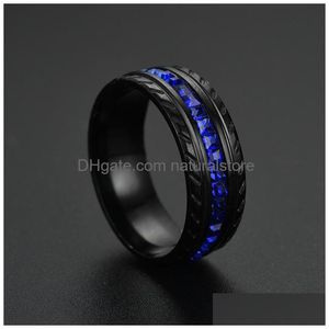 Cluster Rings Blue Diamond Black Tire Ring Band Gioielli di moda Donna Regalo di fidanzamento 080499 Drop Delivery Dhmdb