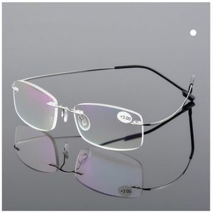 Ultra Light Flexible Memory Titanium Rimless Reading Glasses Diopter 1 00 1 50 2 00 2 50 3 00 3 50 4 0211o