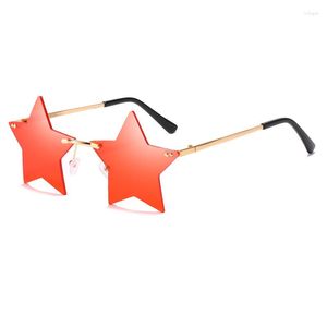 Sunglasses Candy Pentagram Rimless For Men Women Outdoor Sports Summer Metal Sun Glasses Fashion Vintage Male Ladies Eyewear