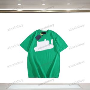 xinxinbuy män designer stickad tee t shirt 23SS Paris Letter Knit Jacquard kortärmad bomullskvinnor svart vit xs-l