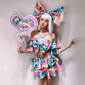 Scene Wear Club Party Festival Clothing Women Gogo Dancer Nightclub Bar Performance Costume Leopard kjol rave outfit