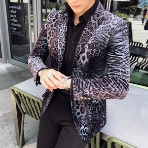 Ternos Masculinos 2023 Moda Casual Juvenil Impresso Festa Estilo Palco Estampa Leopardo Calça Masculina Blazer Tamanho Euro 48-60