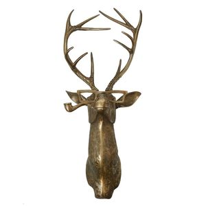 Objetos Decorativos Estatuetas Cabeça de Animal Escultura Montada na Parede Decoração Cervo Urso Rato com Óculos Resina Animal Pingente Decorações 230725