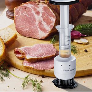 Köttfjäfäverktyg 2 i 1 Professionell anbudsmar Marinade Injector Barbecue Steak Beef Sauce Rostfritt stål Nålkök Matlagningsverktyg 230726