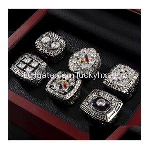 With Side Stones Fanscollection 1974 1975 1978 1979 2005 2008 Steeler S Wolrd Champions Team Championship Ring Sport Souvenir Fan Prom Dhhn6