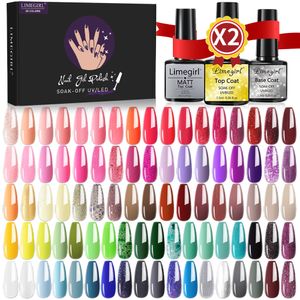 Nagellack limegirl gel set 60 40 24 färger semi permanent uv led lack blöt av lackar bas topprock 230726