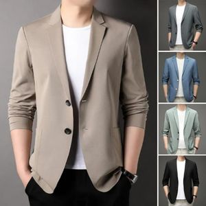 Men's Suits Blazers Men Blazers Slim Fit Double Buttons Business Jacket Lapel 3/4 Sleeves Commuting Suit Coat Solid Color Lapel Groom Coat 230725