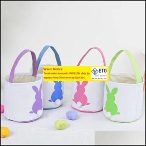 Other Festive Party Supplies Canvas Easter Basket Bunny Ears Good Quality Easterbags For Kids Gift Bucket Cartoon Rabbit Carring E Otcqy LL