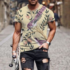 T-shirt da uomo T-shirt da uomo Estate 2023 Illustrazione di fiori classici 3D Stampa Cool Top Camicia O Collo Manica corta Moda maschile