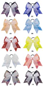 7Quot Jojo Swia Kids Aksesuarları Sequin Cheer Bows Bağlar Çocuklar Rhinestone Girls Ponytail Tutucu Elasticzz