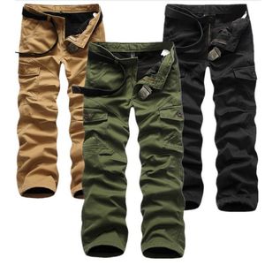 Plus Size 40 Winter Baggy Cargo Pants Men Brushed Trousers Warm Fleece Thickened Overalls Multi-pocket Straight Slacks Men's Clothing Bottoms