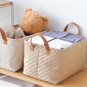 Storage Baskets Simple Dirty Clothes Storage Baskets Jute Fabric Storage Bags Foldable Closet Organizer Wardrobe Sundries Blanket Organization