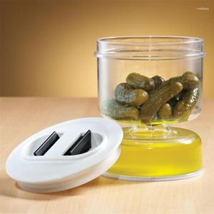 Vorratsflaschen, versiegeltes Glas für Pickle Home, Nass- und Trockentrennung mit Klappbehälter, Sieb, Sanduhr-Design, Oliven