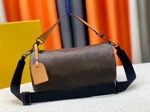 Дизайнер 2023 года г -жа Бао Кожаный цилиндр сумка мини -сумочка ретро -печатная сумка для тела стильная сумка для плеча 46691