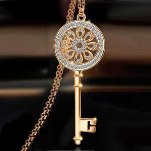 Designer Brand Titanium Steel Necklace Tiffays Key Net Red Collar Chain Rotational Flexibility Happiness Small Design Sense Pendant