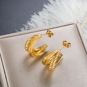 Ohrstecker Kreis Twist Für Frauen Mädchen PVD Vergoldet Edelstahl Einzigartige Party Täglich Tragen Schmuck Vintage Geschenk Großhandel