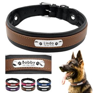 Hundehalsbänder und Leinen, großes Hundehalsband, echtes Leder-Hundehalsband, personalisiertes Kosenamen-ID-Halsband, gepolstert, individuell für mittelgroße und große Hunde 230725