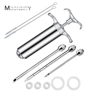 Meat Poultry Tools Stainless Steel Turkey Seasoning Needle Spice Syringe BBQ Flavor Injector Cooking Sauce Marinade Attachment 230726