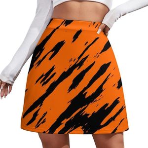 Saias Estampa Tigre Laranja Bengala Preto Animal Pattern Minissaia Roupa Boate Cetim