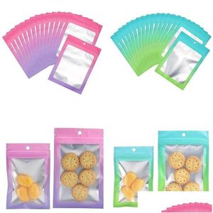 Packing Bags 100Pcs Lot Resealable Aluminium Foil Self Sealing Gradient Color Smell Proof Bag Pouches Drop Delivery Office School Busi Otcsh