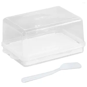 Conjuntos de louça Caixa de manteiga Bandeja retangular de armazenamento Talheres domésticos Recipiente de plástico transparente Caixas de queijo