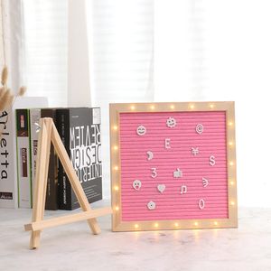 Decorative Objects Figurines 10x10inch Felt Letterboard Wooden Frame Message Board with Led Light and 170pcs Letters Festival Gift for Home Wall Decor 230725