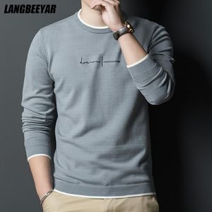 Erkek Sweaters Moda Marka Tasarımcısı Örgü Külot Sweater Erkek Mürettebat Mektubu Baskılı İnce Fit Otum Kış Donanması Günlük Jumper Giysileri 230725