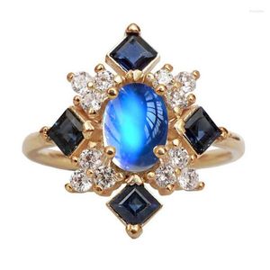 Cluster Rings MENGYI Vintage Charm Blue White Zircon Ring 9 2 5 Wedding Jewelry Elegant Luxury Finger